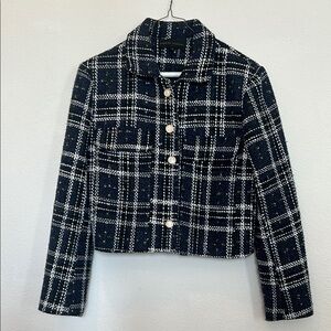 Plaid Women's Jacket - Navy and White